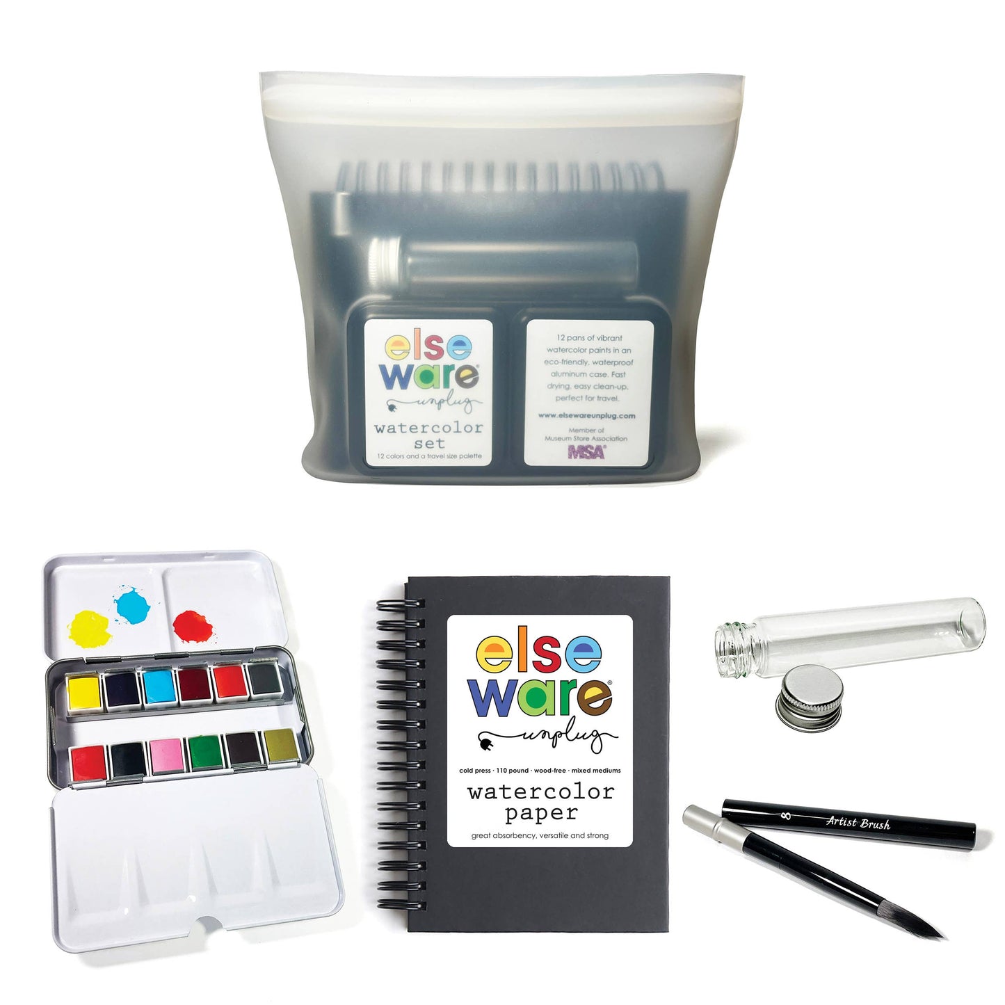 Watercolor Set - Travel-Friendly Metal Palette - 12 Colors
