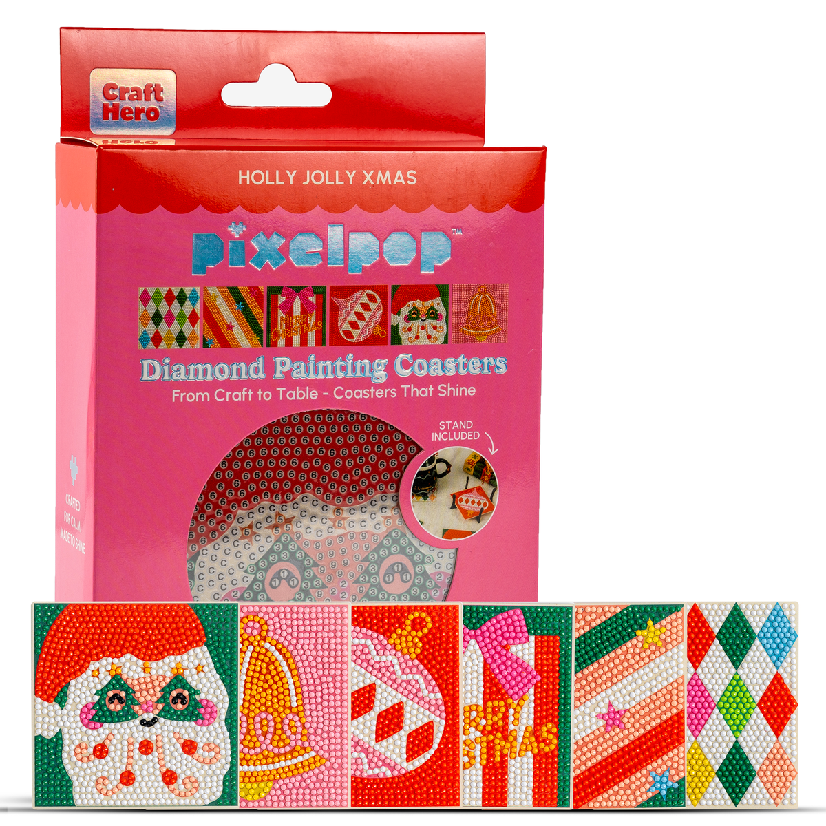 Diamond Art Coaster Kit | Holly Jolly Christmas | DIY
