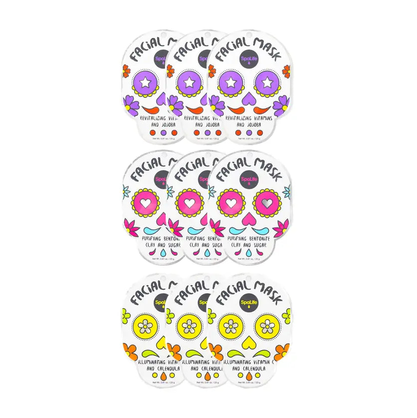 Halloween Dia De Muertos Skincare Sheet Mask - 9 Pack
