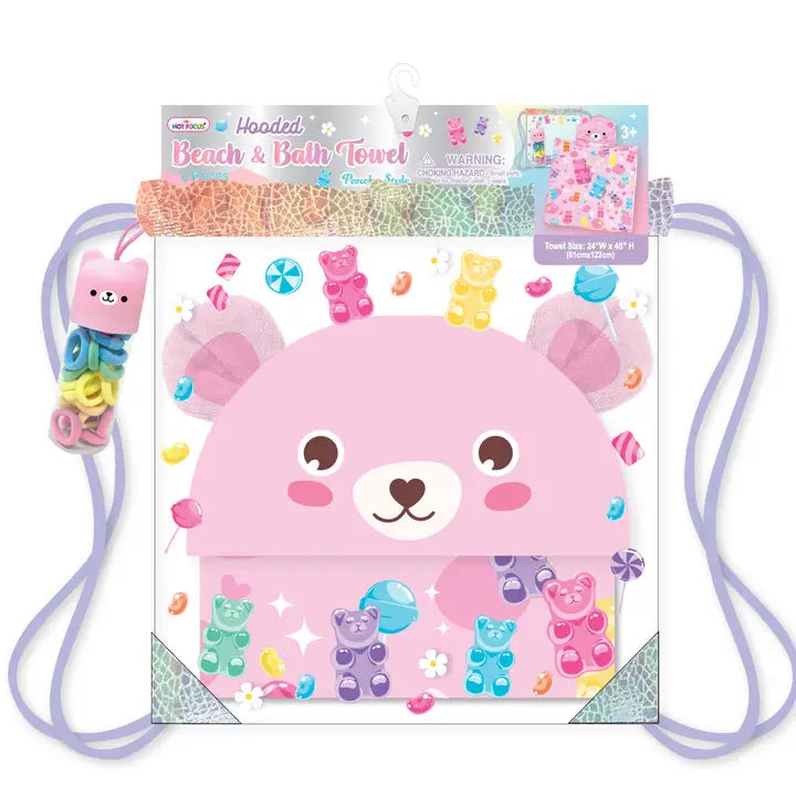 Hooded Beach & Bath Towel, Gummy Bear