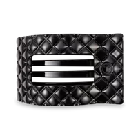 Jet Black Quilted Large Flat Rectangle Hair Clip