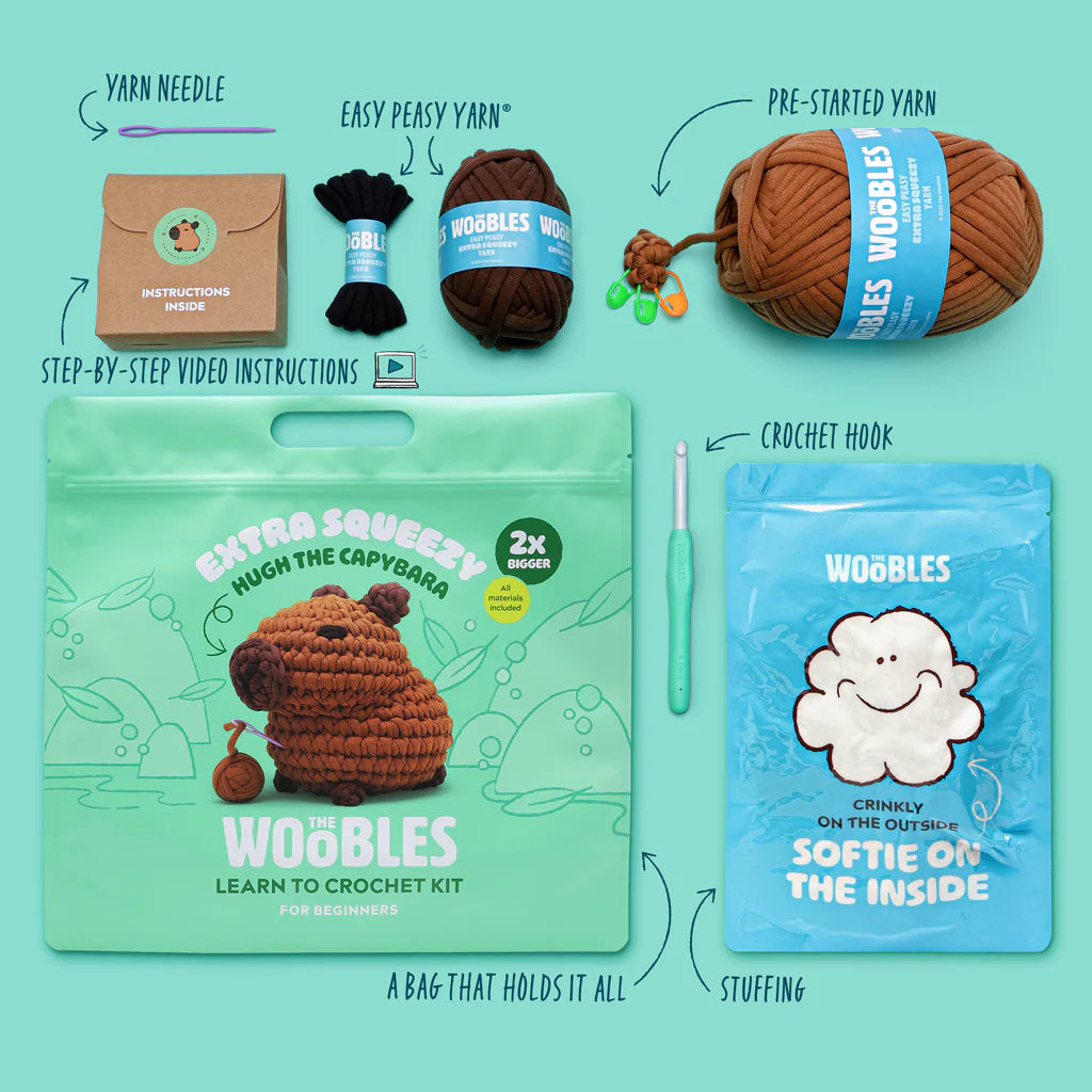 Hugh the Capybara Extra Squeezy Woobles Crochet Kit