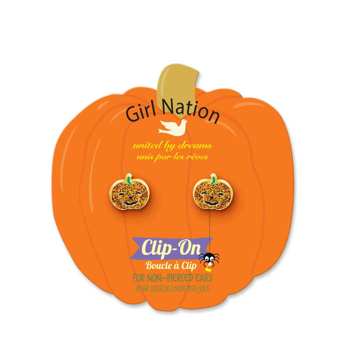 Glitter Pumpkin | Halloween | Clip On Earrings for Girls