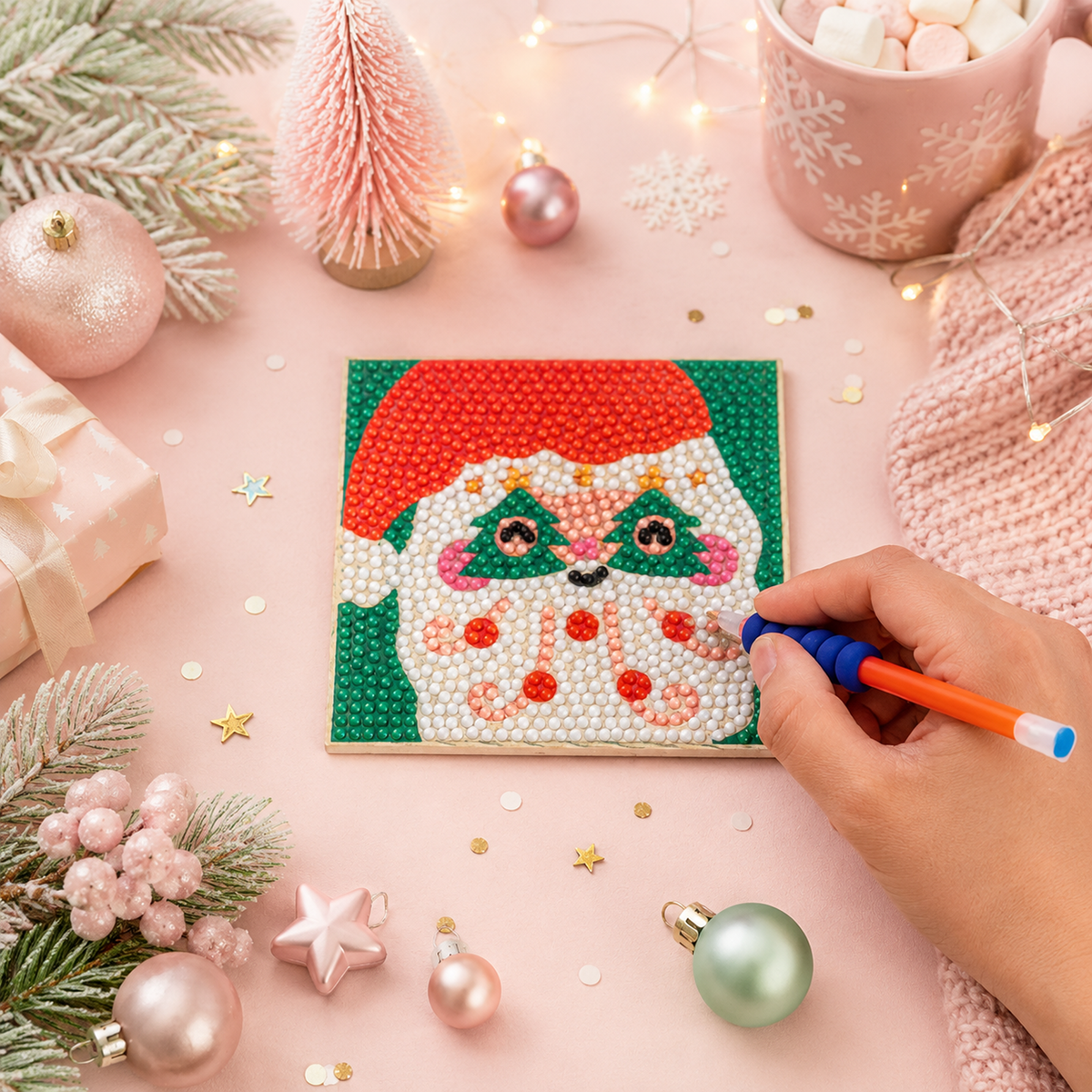 Diamond Art Coaster Kit | Holly Jolly Christmas | DIY