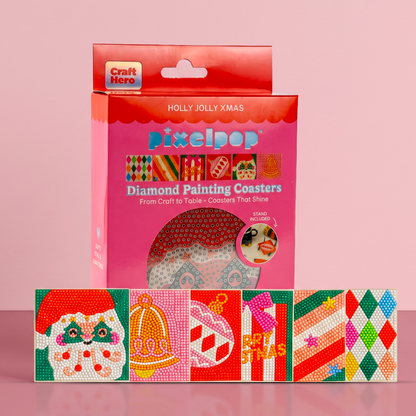 Diamond Art Coaster Kit | Holly Jolly Christmas | DIY