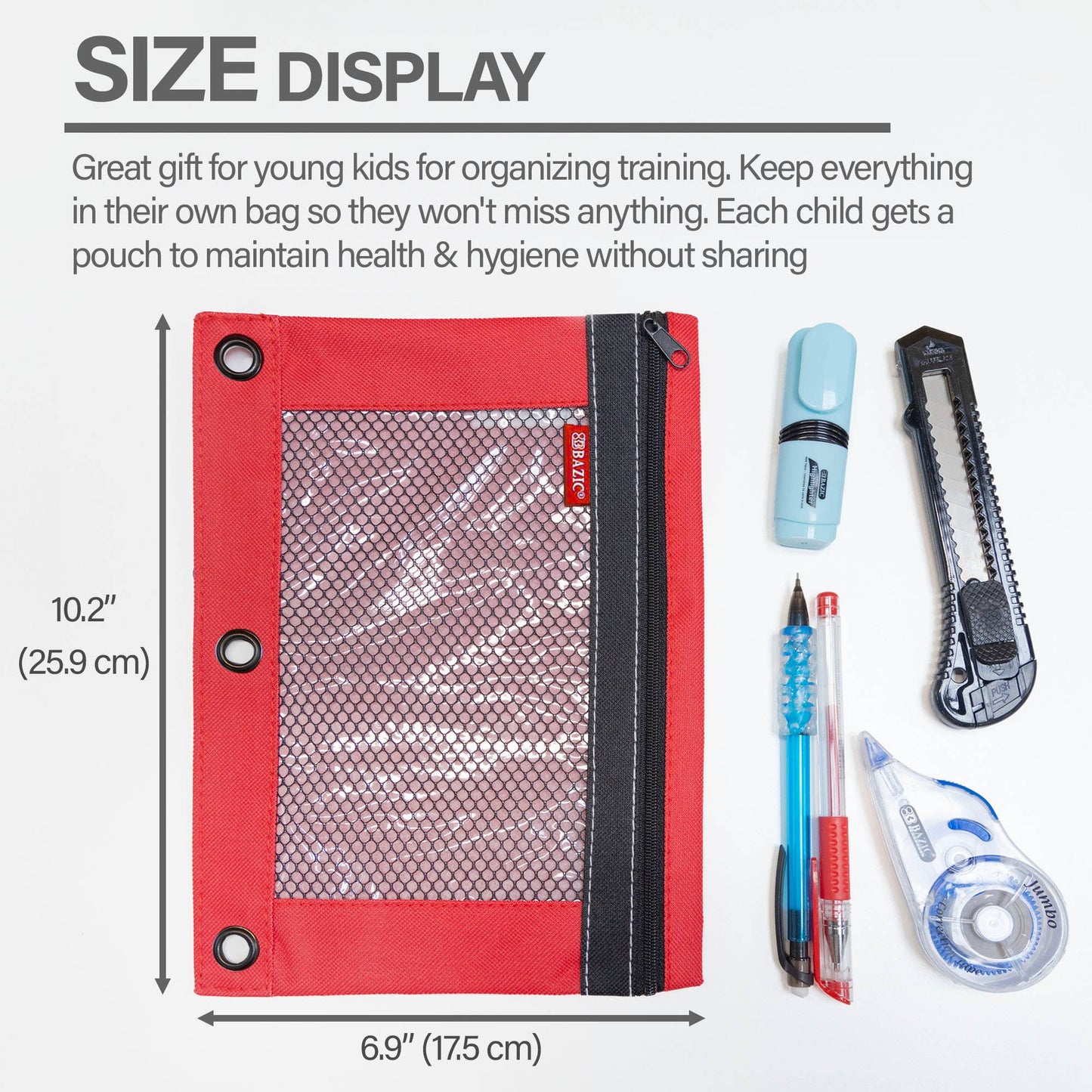 3-Ring Pencil Pouch with Clear Mesh Window