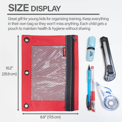 3-Ring Pencil Pouch with Clear Mesh Window