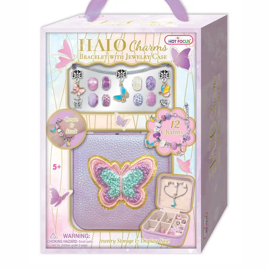 Halo Charms Bracelet & Jewelry Case, Tie Dye Butterfly