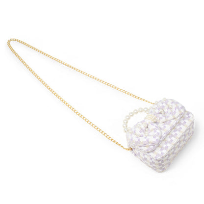 Girls Tweed Jumbo Pearl Bow Handbag