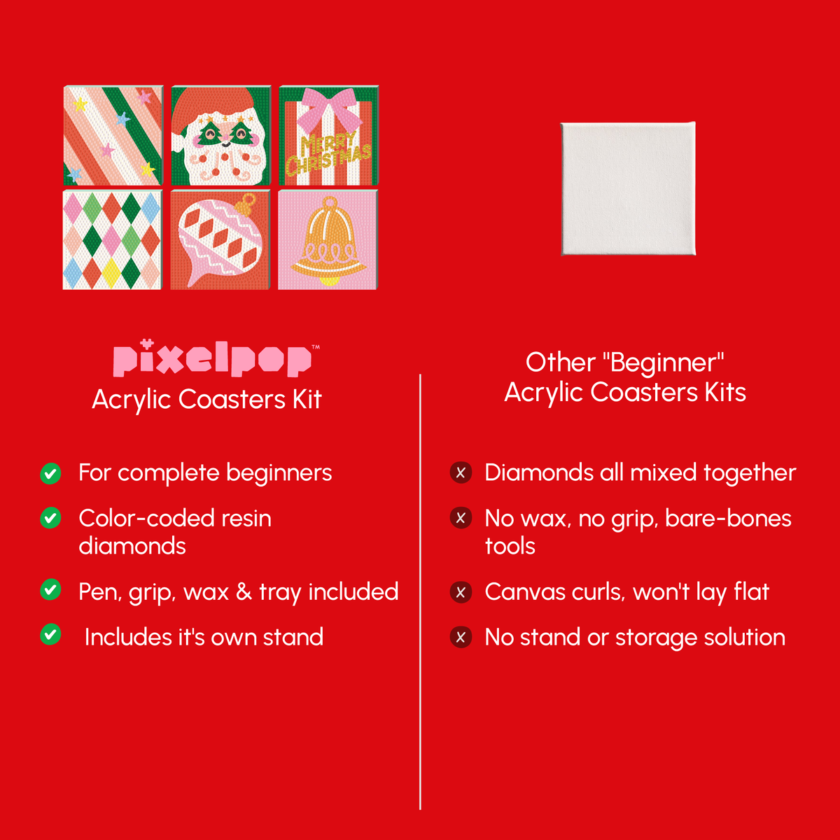 Diamond Art Coaster Kit | Holly Jolly Christmas | DIY