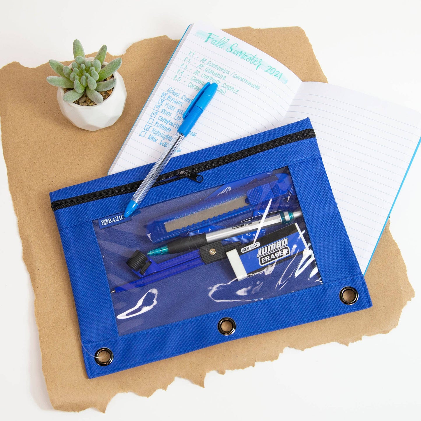 3-Ring Pencil Pouch with Clear Window