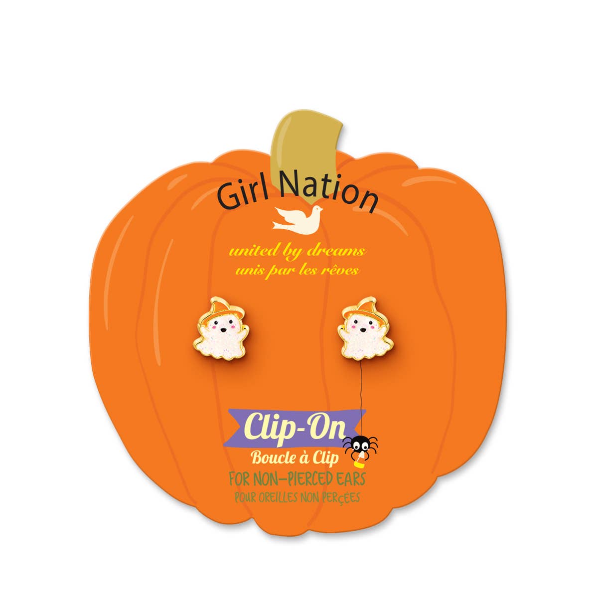 Glitter Ghost | Halloween | Clip On Earrings for Girls