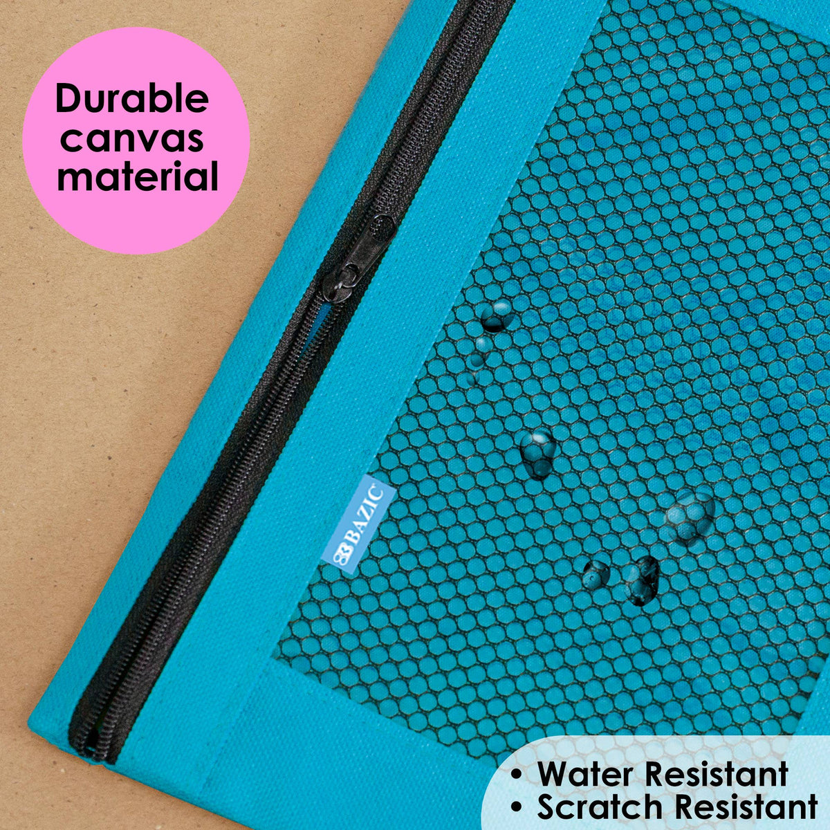 Retro Pastel 3-Ring Pencil Pouch with Mesh Window