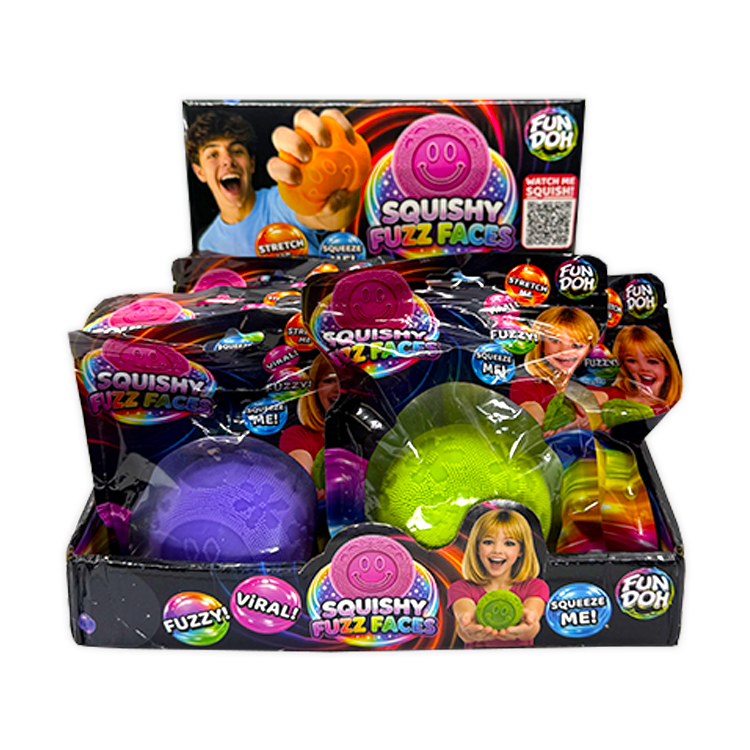 Fun Doh Fuzzy Face Squishy Sensory Toy Variety - 12/Display