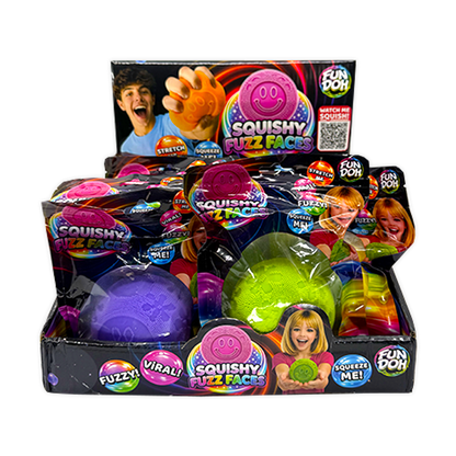 Fun Doh Fuzzy Face Squishy Sensory Toy Variety - 12/Display
