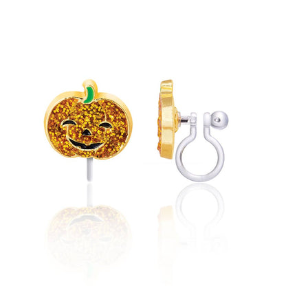 Glitter Pumpkin | Halloween | Clip On Earrings for Girls