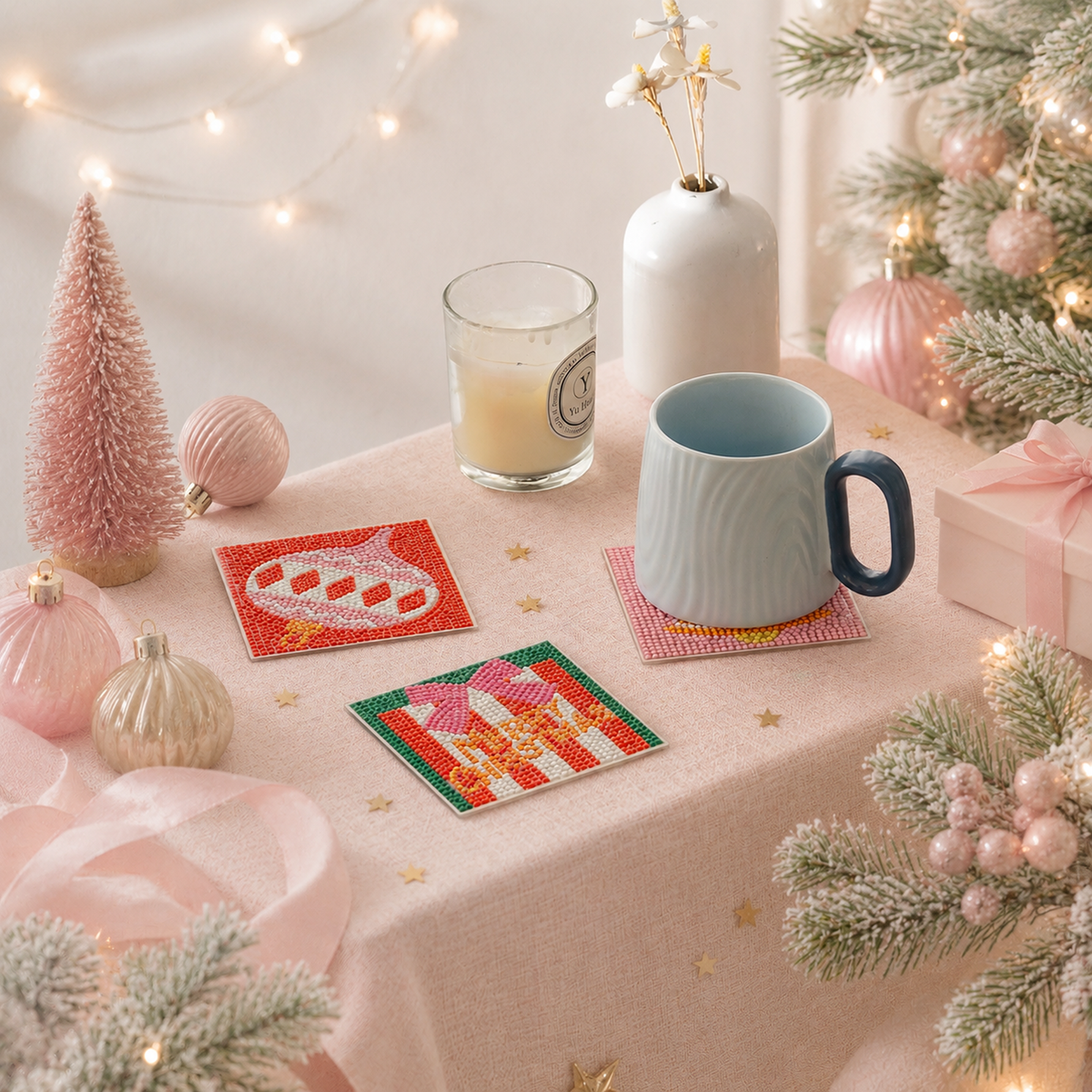 Diamond Art Coaster Kit | Holly Jolly Christmas | DIY