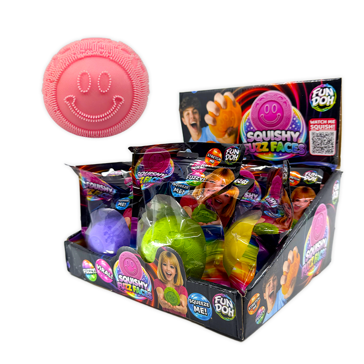 Fun Doh Fuzzy Face Squishy Sensory Toy Variety - 12/Display