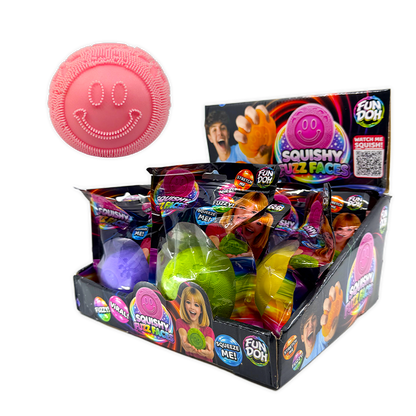 Fun Doh Fuzzy Face Squishy Sensory Toy Variety - 12/Display