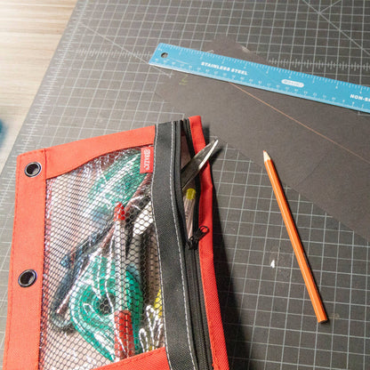 3-Ring Pencil Pouch with Clear Mesh Window