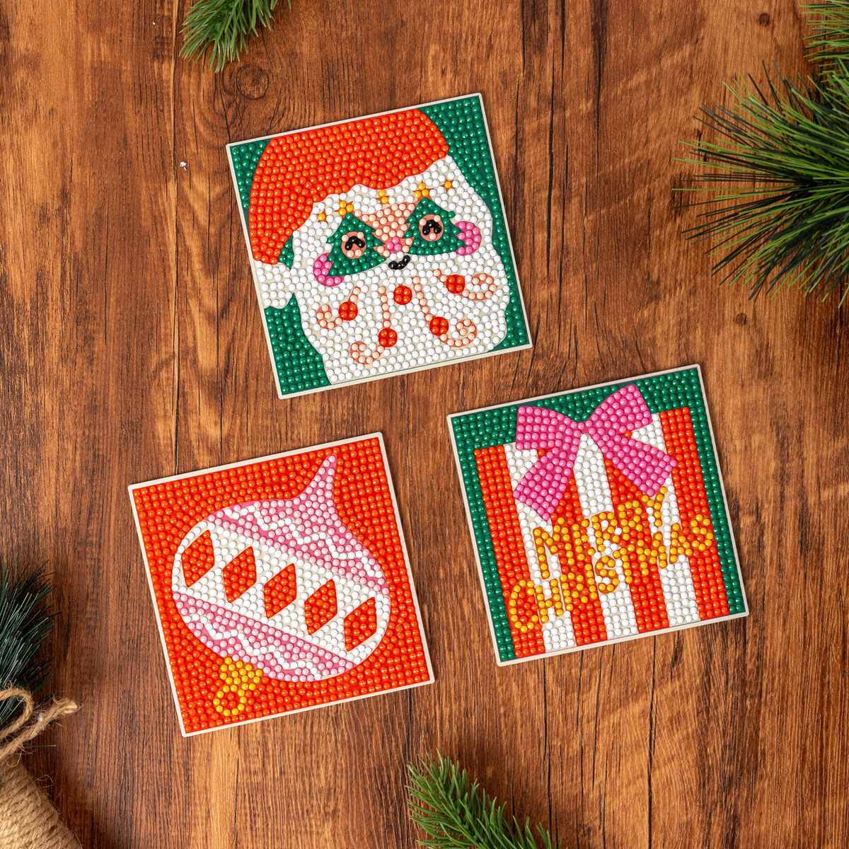 Diamond Art Coaster Kit | Holly Jolly Christmas | DIY