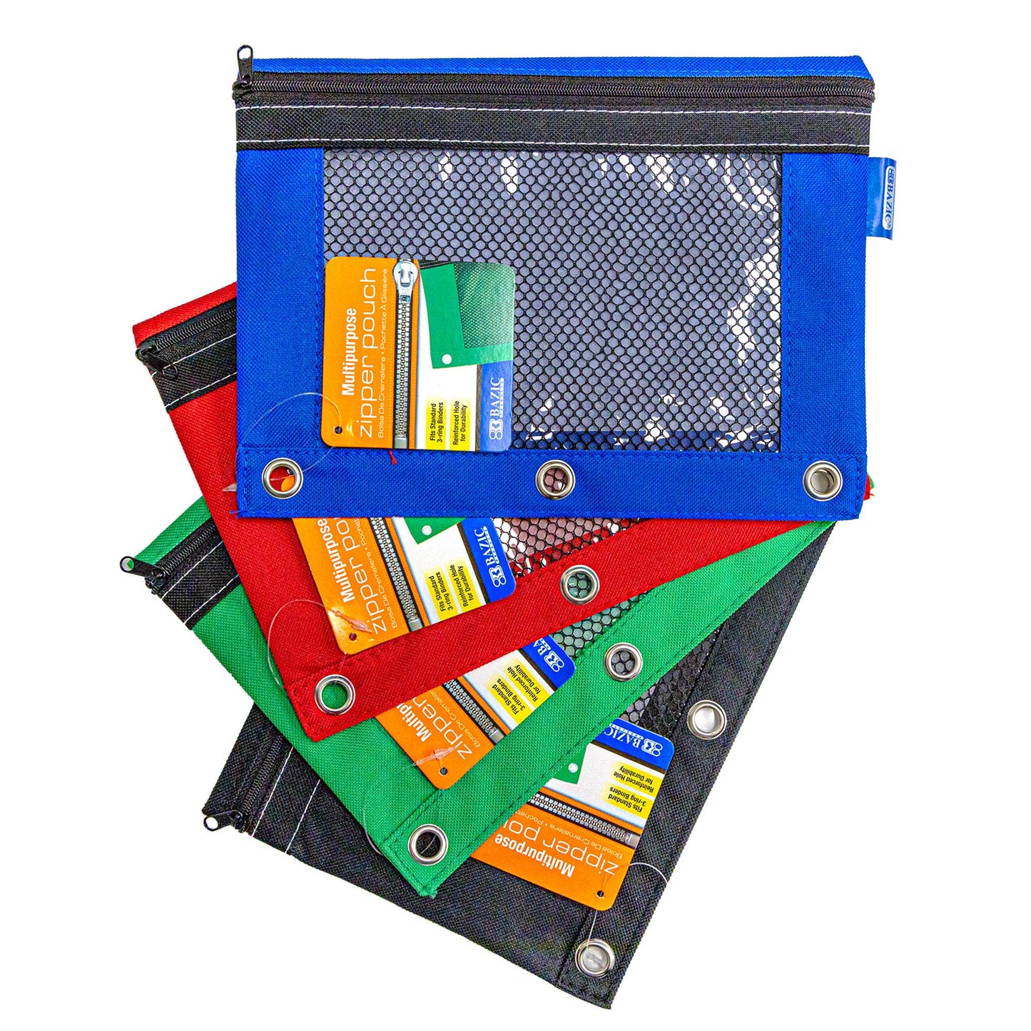3-Ring Pencil Pouch with Clear Mesh Window