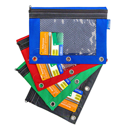 3-Ring Pencil Pouch with Clear Mesh Window