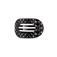 Jet Black Quilted Small Flat Round Hair Clip