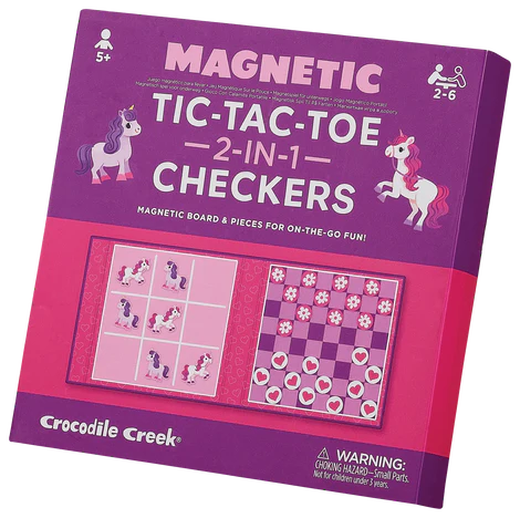 Tic Tac Toe & Checkers Unicorn Magnetic Game