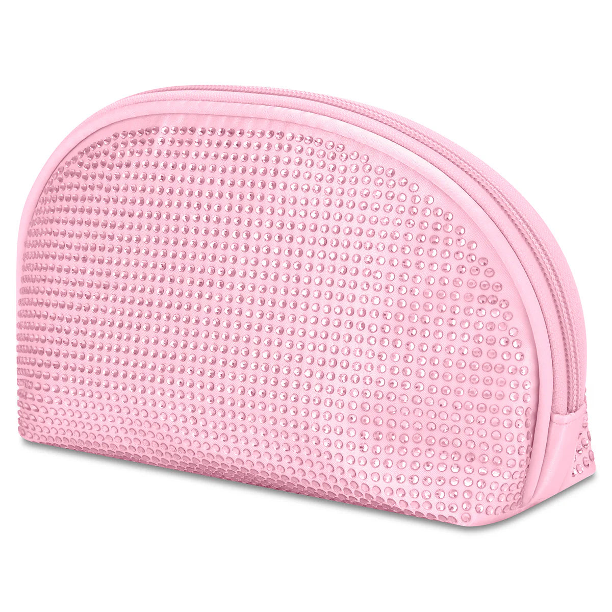 Pink Rhinestone Oval Cosmetic Bag
