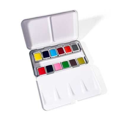 Watercolor Set - Travel-Friendly Metal Palette - 12 Colors