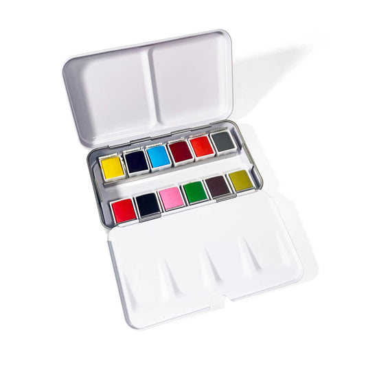 Watercolor Set - Travel-Friendly Metal Palette - 12 Colors