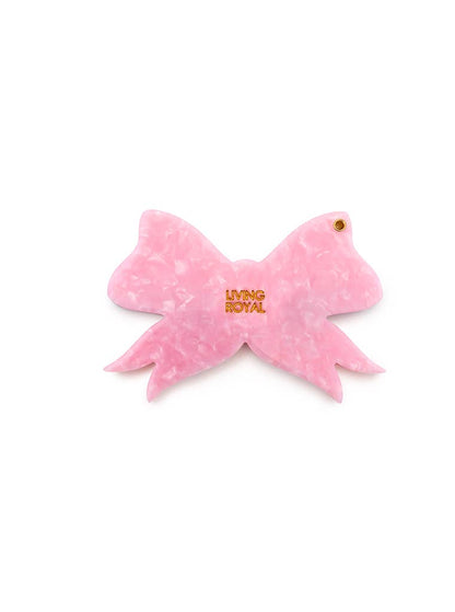 Swing-Hinge Folding Compact Mirror - Ribbon Bow - Pink