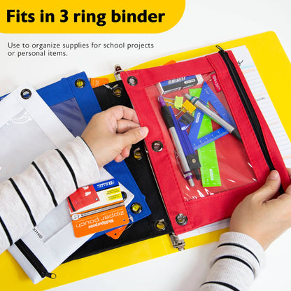 3-Ring Pencil Pouch with Clear Window