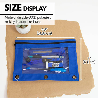 3-Ring Pencil Pouch with Clear Window