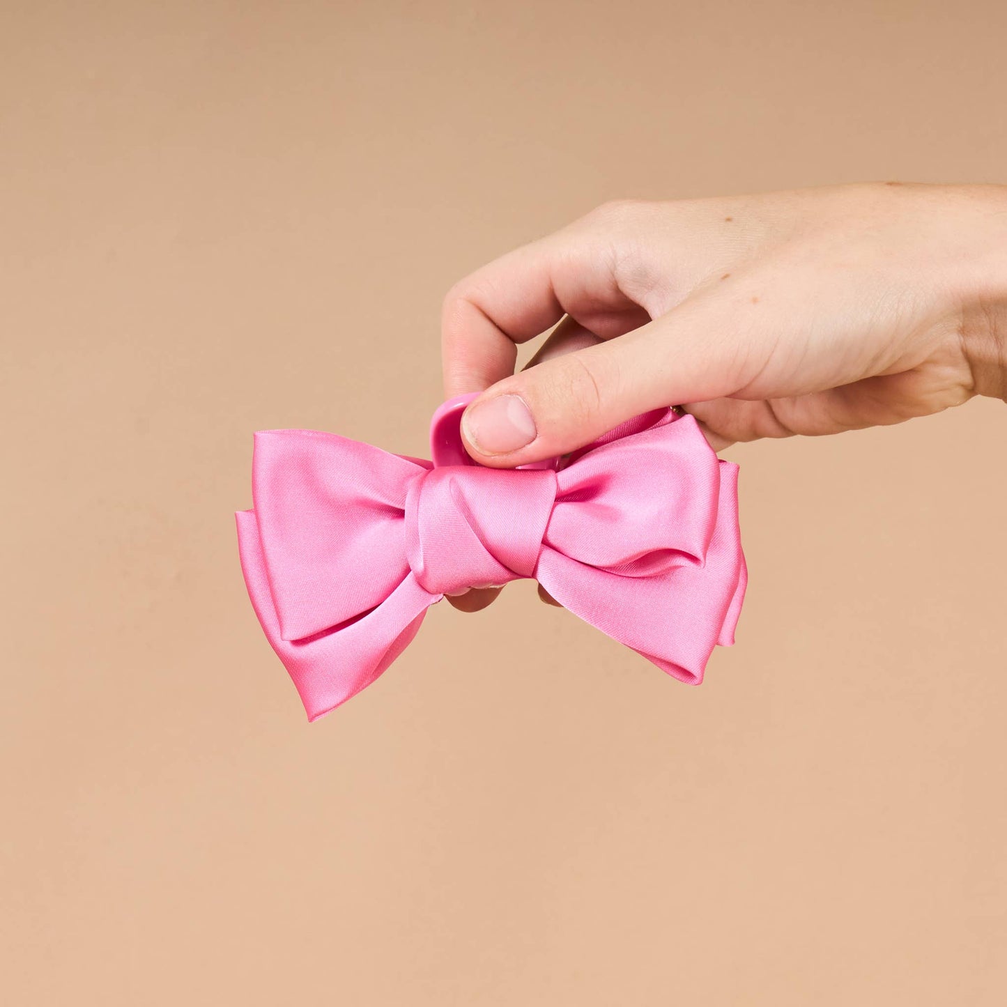 Mini Satin Bow Claw Clip-Hot Pink