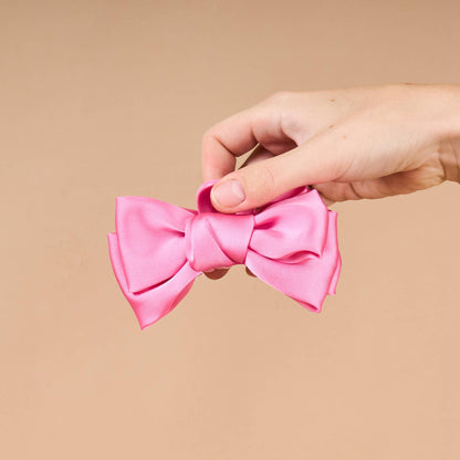 Mini Satin Bow Claw Clip-Hot Pink