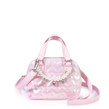 Quilted Hearts Metallic Mini Satchel Crossbody Bag