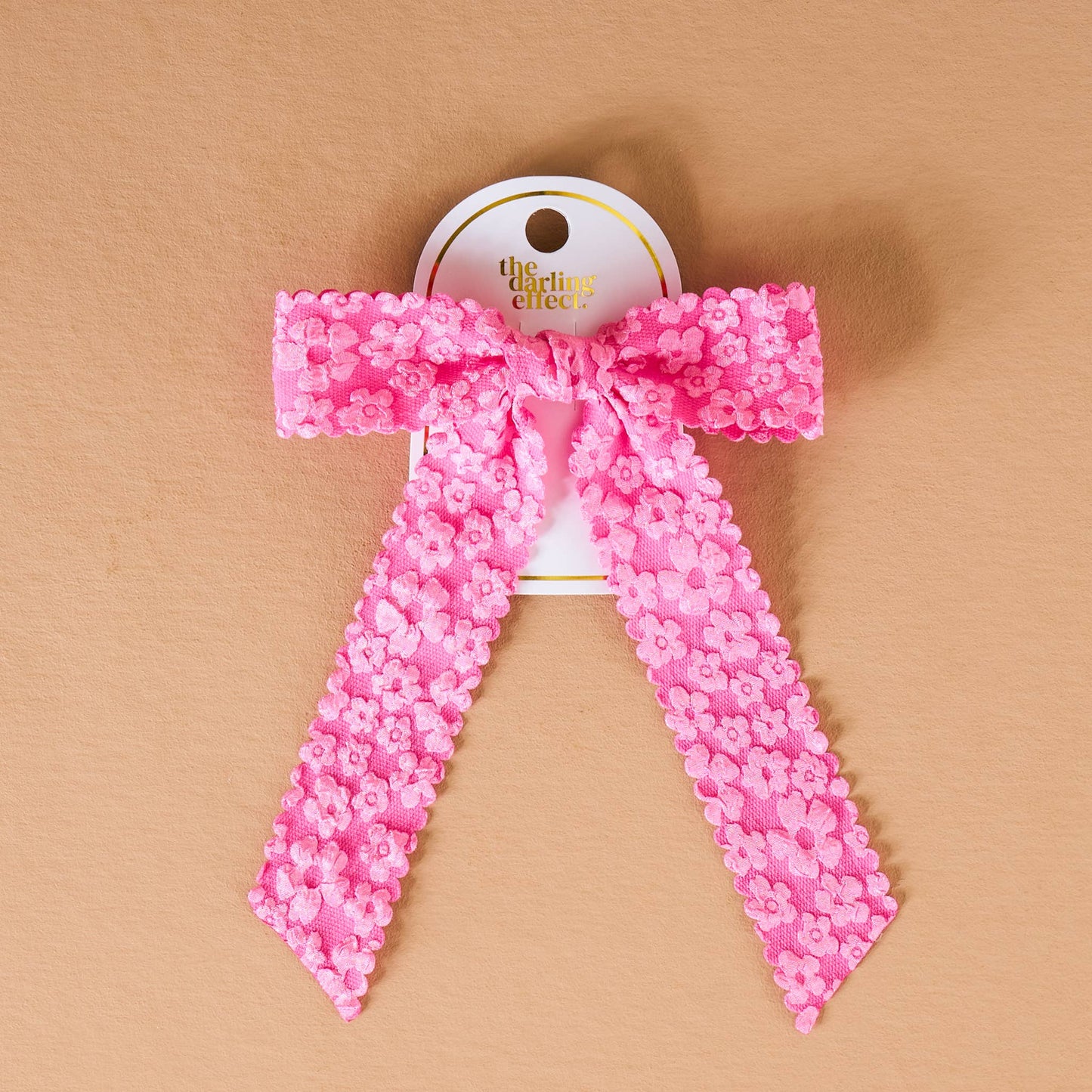 Flower Scallop Hair Bow-Hot Pink