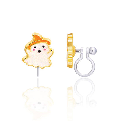 Glitter Ghost | Halloween | Clip On Earrings for Girls