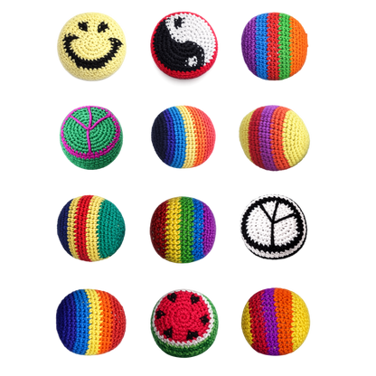 Extreme Retro Hand-Knitted Kick Pouch Footbag - 12/Display