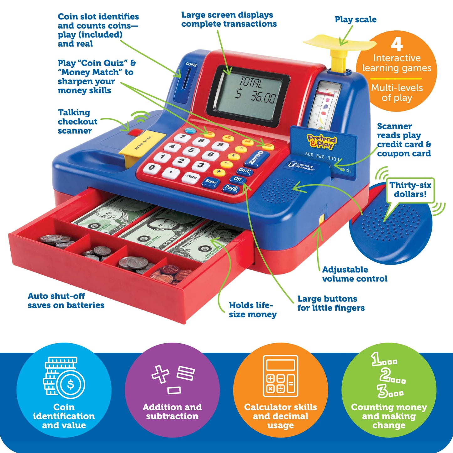 Pretend & Play® Calculator Cash Register