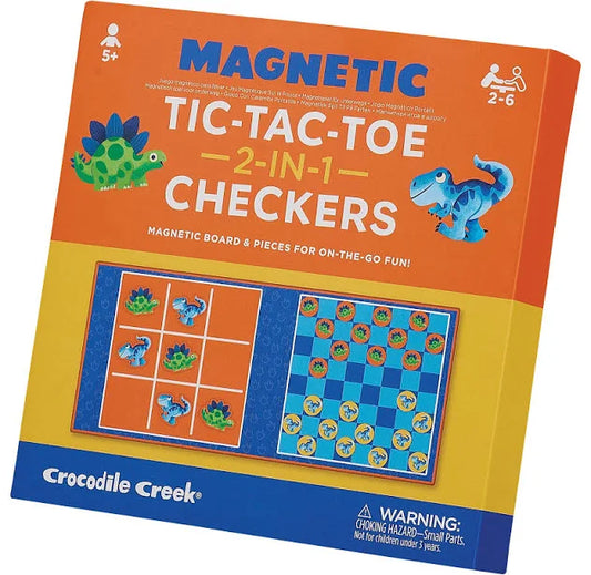 Tic Tac Toe & Checkers Dino Magnetic Game