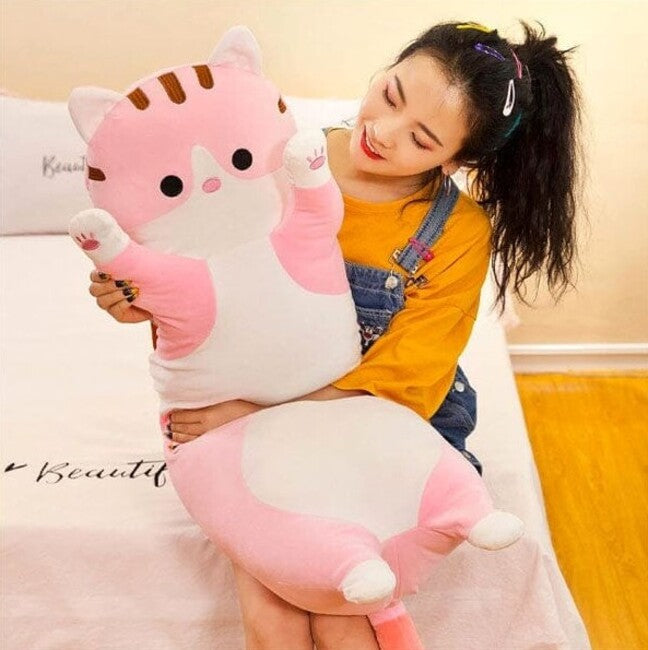 Long Plush Pink Tabby Cat