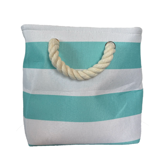 Striped Canvas Tote Teal