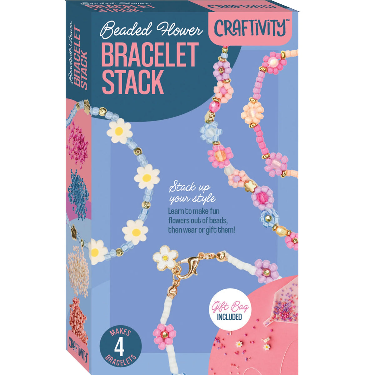 Flower Bead Bracelet Stack